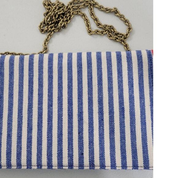 J. Crew Purse Envelope Clutch Crossbody Striped Bag Nautical Beach Chic Classic - Picture 4 of 8